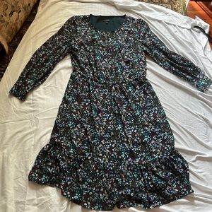 Floral teal long sleeve dress